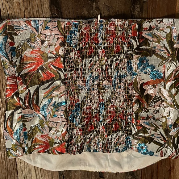 Reformation metallic Jacquard Strapless Bustier Top - Size 8 - Picture 3 of 7